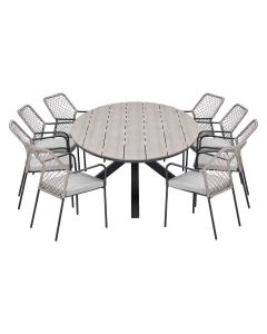 Ross tuinset sand 9-delig - Tulli tuintafel ovaal 280x140 cm