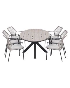 Ross tuinset sand 7-delig - Tulli tuintafel ovaal 220x115 cm
