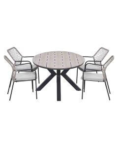 Ross tuinset sand 5-delig - Tulli tuintafel 180x115 cm
