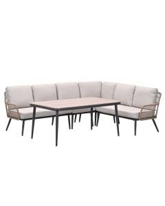 Kalibo hoek lounge dining set 5-delig rechts - desert sand