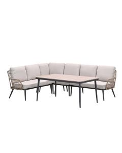 Kalibo hoek lounge dining set 5-delig rechts - desert sand