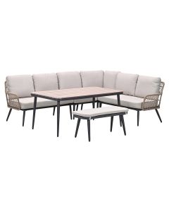 Kalibo lounge dining set 6-delig rechts - desert sand