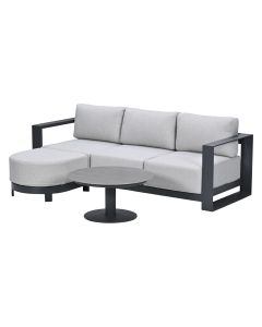 Malakka loungeset 3-delig chaise longue - donker grijs