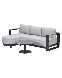 Malakka loungeset 3-delig chaise longue - light teak look