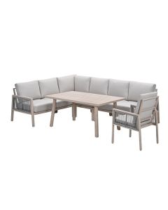 San Capri lounge dining set 6-delig links incl stoel - light oak look
