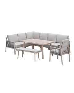 San Capri lounge dining set 7-delig links - light oak look