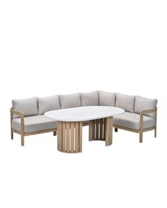 Sirocco lounge dining set 3-delig rechts - acacia - grey sand