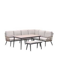 Kalibo lounge dining set 6-delig rechts - desert sand