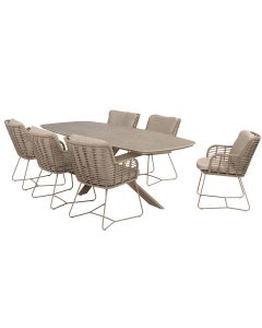 Fabrice tuinset 7-delig - Prado tuintafel 240x105 cm - ceramic sabbia latte