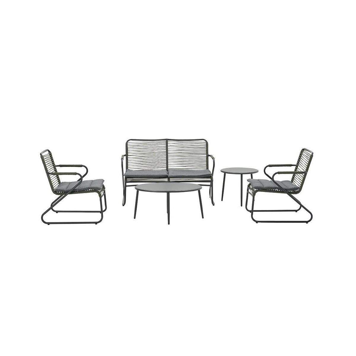 Mason loungeset vijfdelig grijs - mosgroen - Mason loungeset vijfdelig grijs - mosgroen -