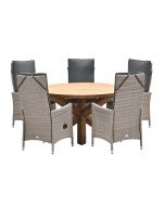 Collin tuinset 6-delig - Elvira tuintafel Ø140 cm