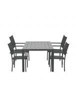 Moon tuinset 5-delig donker grijs - Adana tuintafel 180x100 cm