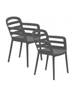 Mira tuinstoel donker grijs - 2 stuks