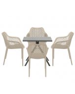 Air XL tuinset 5-delig taupe - Rimini tuintafel 80x80 cm