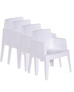 Garden Impressions Tuinstoel Box wit - 4 stuks Kunststof
