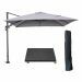Hawaii zweefparasol 300x300 cm carbon black / licht grijs met 90kg royal antraciet parasolvoet en parasolhoes