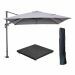 Hawaii zweefparasol 300x300 cm carbon black / licht grijs met 90kg royal antraciet parasolvoet en parasolhoes