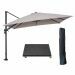 Hawaii zweefparasol 300x300 cm carbon black / zand met 90kg royal antraciet parasolvoet en parasolhoes