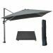 Hawaii zweefparasol 300x300 cm carbon black / donker grijs met 90kg royal antraciet parasolvoet en parasolhoes