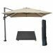 Hawaii zweefparasol 300x300 cm carbon black / taupe met 90kg royal antraciet parasolvoet en parasolhoes