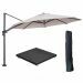 Hawaii zweefparasol Ø350 cm carbon black / zand met 90kg royal antraciet parasolvoet en parasolhoes