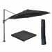 Hawaii zweefparasol Ø350 cm carbon black / zwart met 90kg royal antraciet parasolvoet en parasolhoes