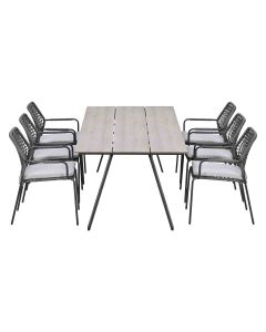 Natas tuinset grijs 7-delig - Braga tuintafel 220x100 cm