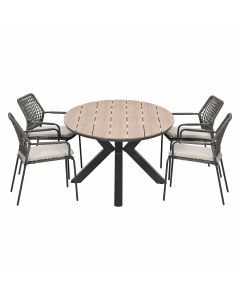 Natas tuinset grijs 5-delig - Tulli tuintafel 180x115 cm