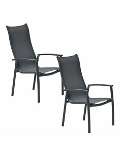 Hilly tuinstoel stapelbaar donker grijs - 2 stuks