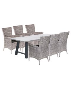 Sharon tuinset 7-delig vintage willow - Leuven tuintafel 220x100 cm