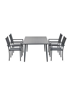 Moon tuinset 5-delig donker grijs - Senna tuintafel 180x100 cm