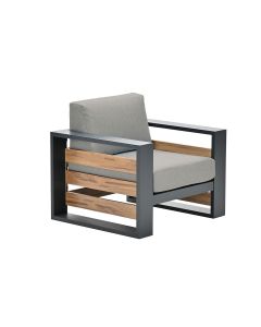 Nika loungestoel - zand - teak look