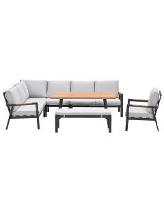 Lissabon lounge dining set 7-delig links incl stoel - valley sand