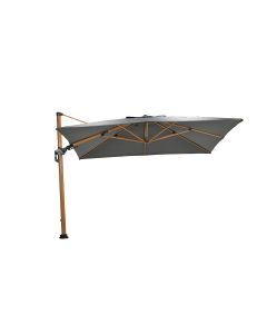 Hawaii zweefparasol Deluxe 300x300 cm - frame teak look - doek donker grijs