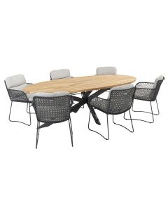 Aprilla tuinset 7-delig antraciet - Prado tuintafel 240x115 cm