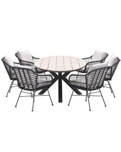 Lucas tuinset zwart 7-delig - Tulli tuintafel ovaal 220x115 cm