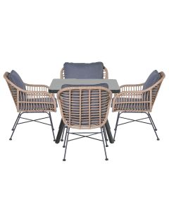 Lucas tuinset 5-delig - Mina tuintafel 90x90 cm