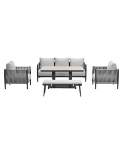 Tavira - Brugge lounge dining set 5-delig - grey sand