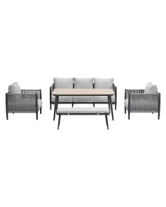 Tavira lounge dining set 5-delig - grey sand