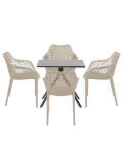 Air XL tuinset 5-delig taupe - Rimini tuintafel 80x80 cm