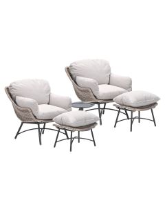 Selene loungestoelen vintage willow - Tepa bijzettafel Ø50x48 cm