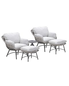 Selene loungestoelen taupe - Tepa bijzettafel Ø50x48 cm