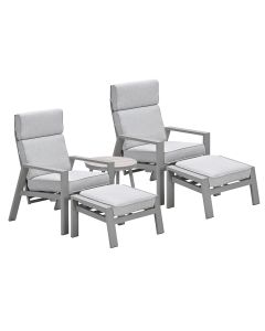 Lora loungestoelen taupe - verstelbaar - Lucas bijzettafel Ø50 cm