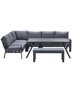 Camilo lounge dining set 6-delig links - donker grijs