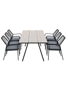Ross tuinset 7-delig zwart - Braga tuintafel 220x100 cm