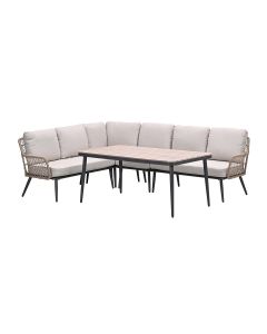 Kalibo hoek lounge dining set 5-delig links - desert sand