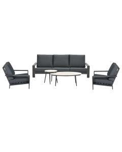 Coba loungeset 5-delig - 2 Lucas bijzettafels - donker grijs