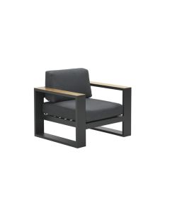 Plaza loungestoel - donker grijs met teaklook
