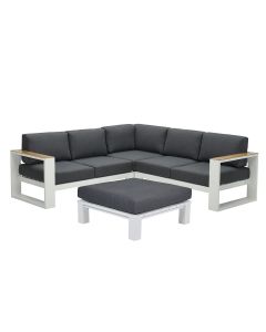 Plaza loungeset 4-delig - wit - teak look