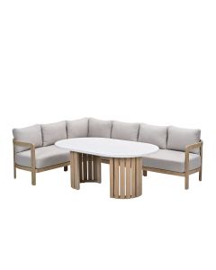 Sirocco lounge dining set 3-delig links - acacia - grey sand